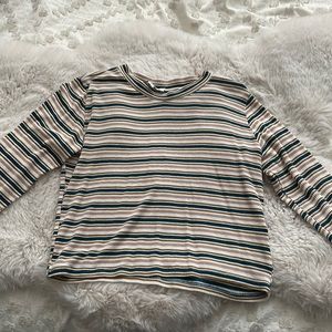 american eagle striped long sleeve crop top